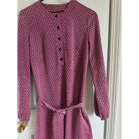 Vtg Pink Black Polka Dot Silver Metallic Maxi Dress with Belt by Lapidus Sweden - Picture 2 of 10